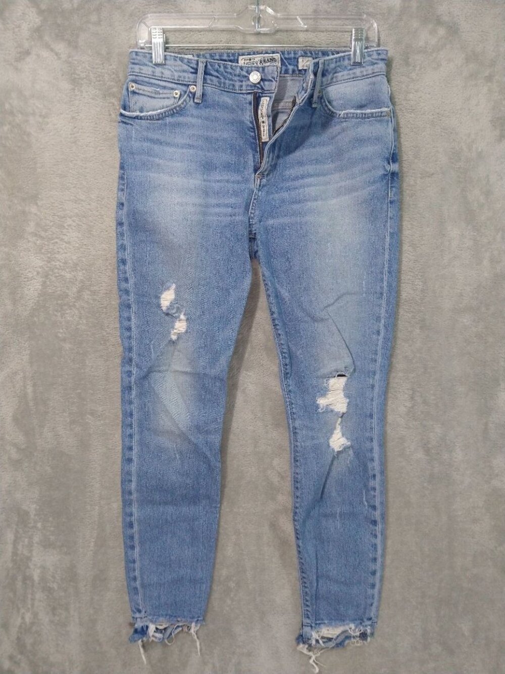 Lucky Brand Jeans Womens 4/27 Blue Cone Denim AVA Skinny Mid Rise Distressed